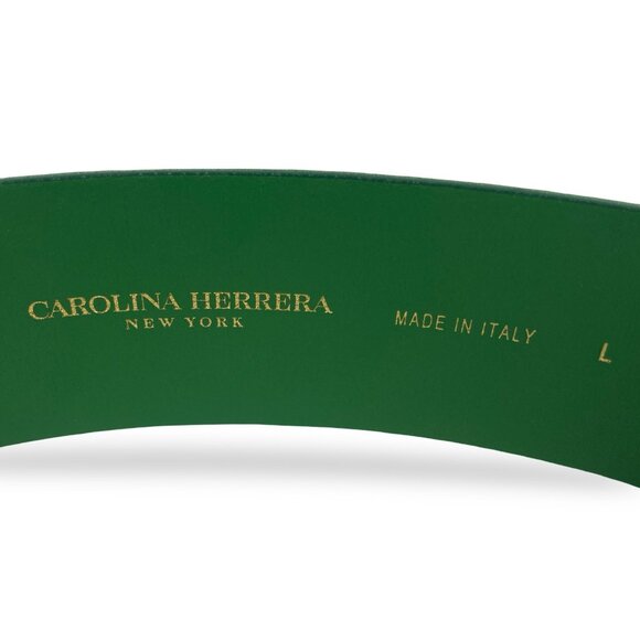 Carolina Herrera Wide Green Waist Belt • Rare Color • Made in Italy (L) - Picture 2 of 7
